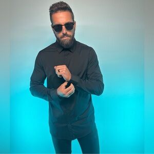 EXPRESS / Black Extra Slim Fit Dress Shirt / Large